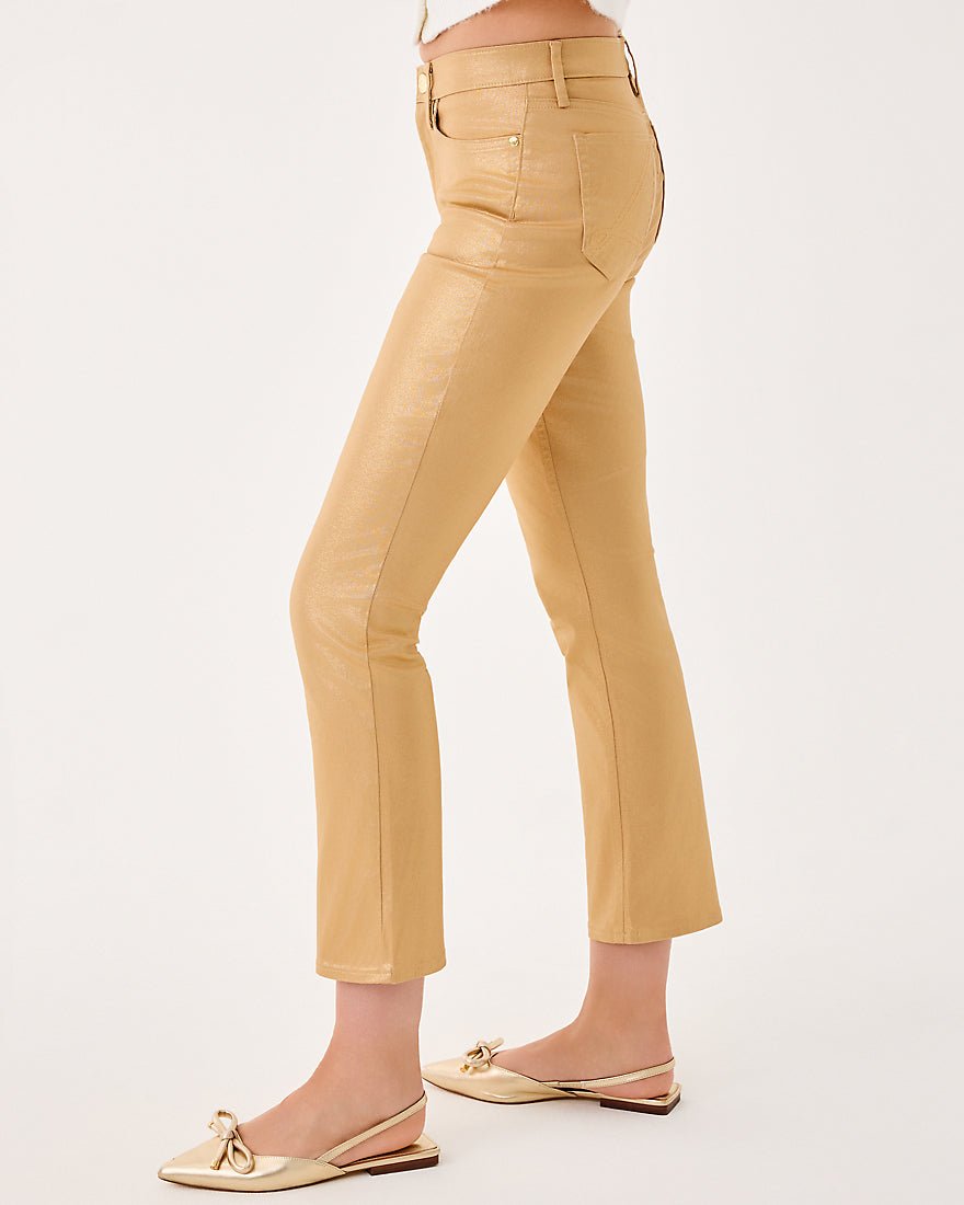 Liza Shimmer Crop Flare Jean - Gold Metallic