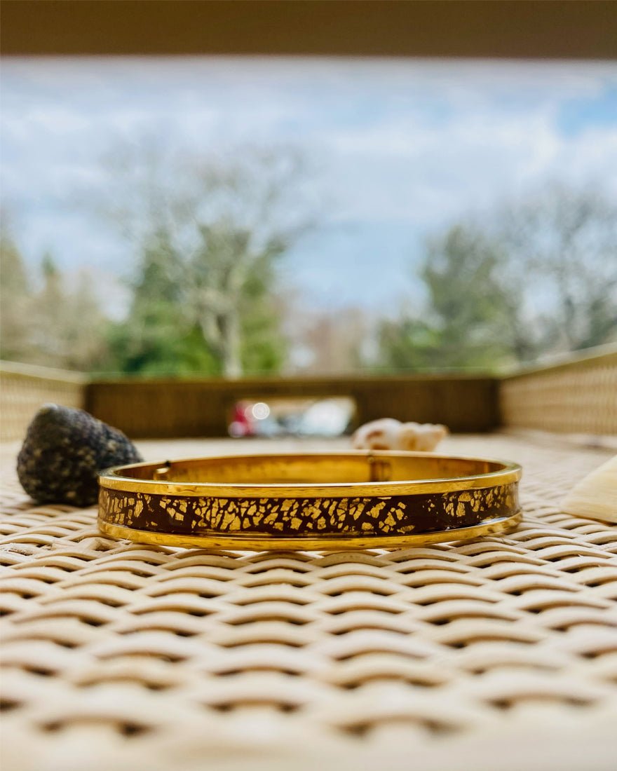 Lumino ColorPop Gold Bangle Bracelet - Black