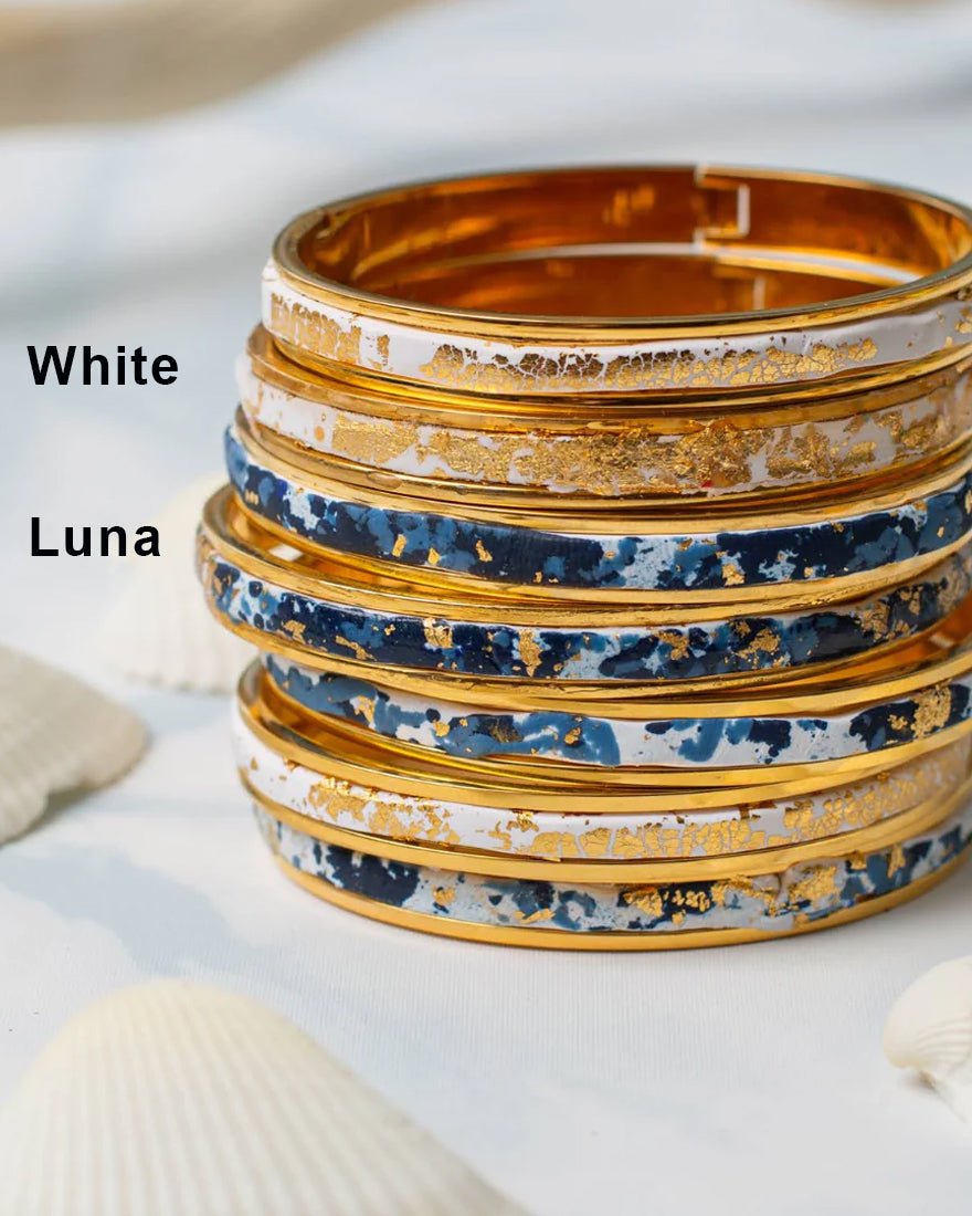 Lumino ColorPop Gold Bangle Bracelet - White