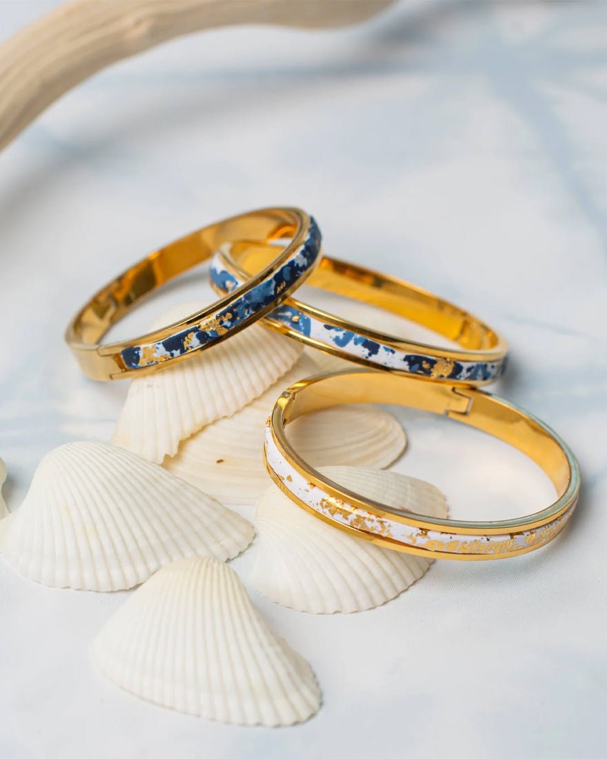 Lumino ColorPop Gold Bangle Bracelet - White