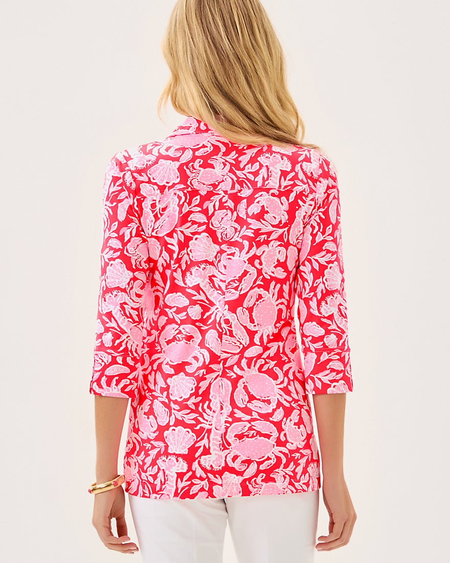Mandi Three Quarter Sleeve Upf 50 Plus Tunic Top - Cane Coral Crab Collab