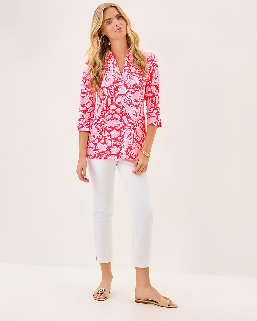 Mandi Three Quarter Sleeve Upf 50 Plus Tunic Top - Cane Coral Crab Collab