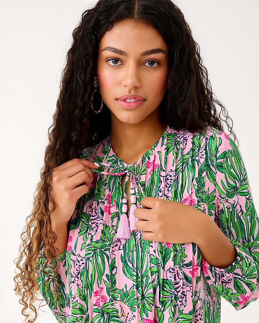 Marilina Long Sleeve Tunic Top - Conch Shell Pink Roaring With Joy