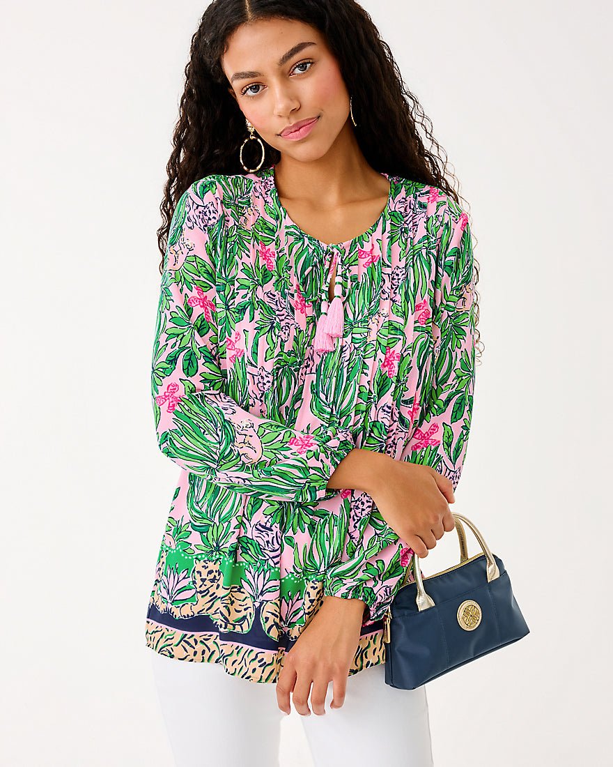 Marilina Long Sleeve Tunic Top - Conch Shell Pink Roaring With Joy