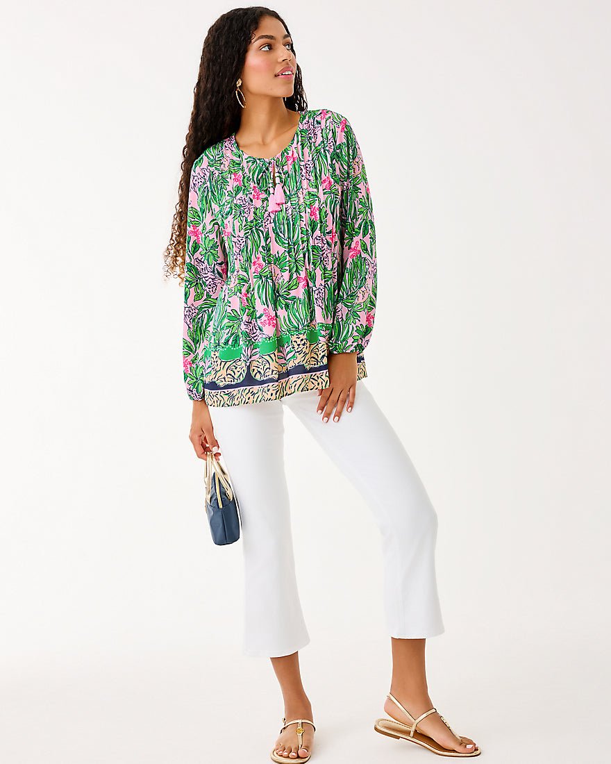 Marilina Long Sleeve Tunic Top - Conch Shell Pink Roaring With Joy