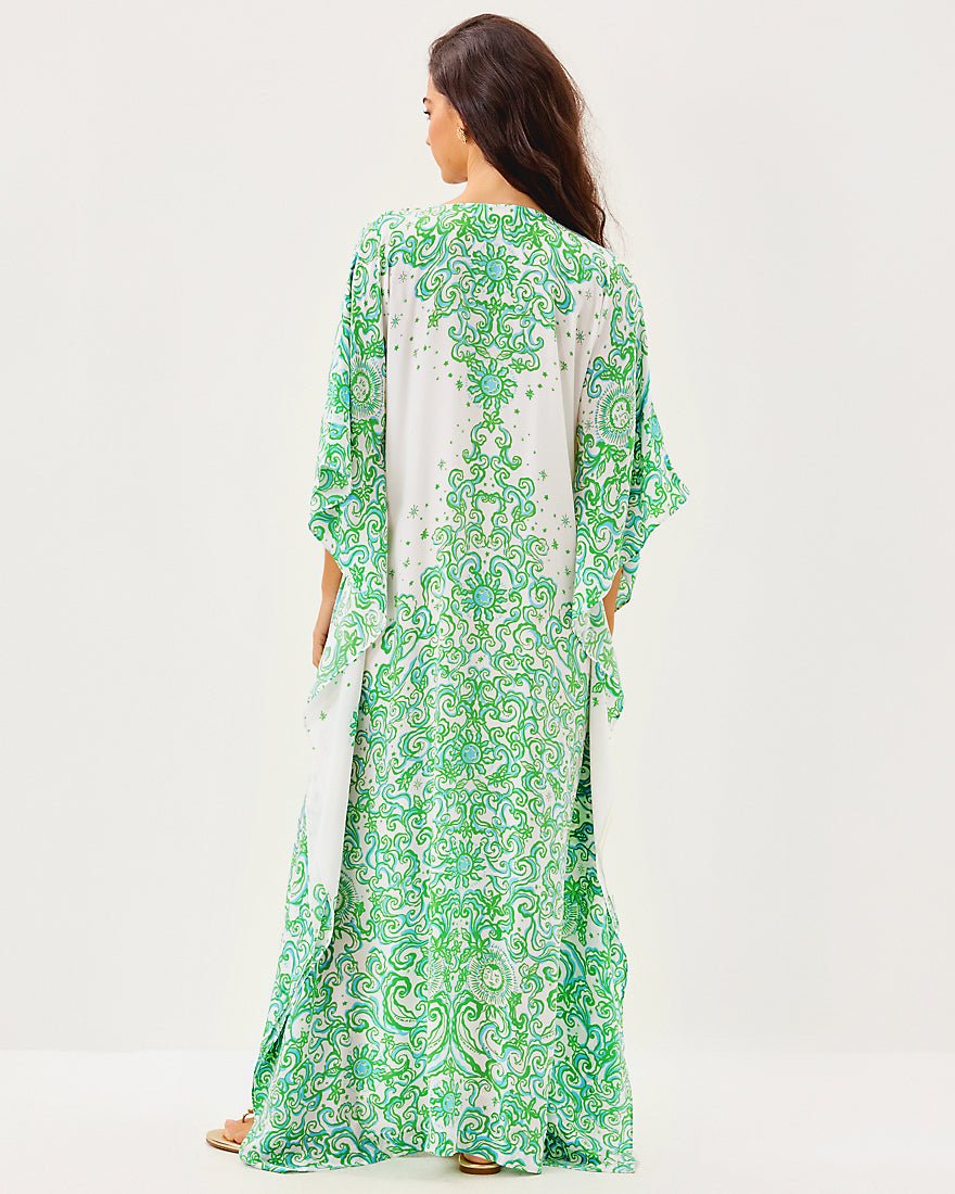 Marilla Silk Maxi Caftan Dress - Resort White Sol Mates