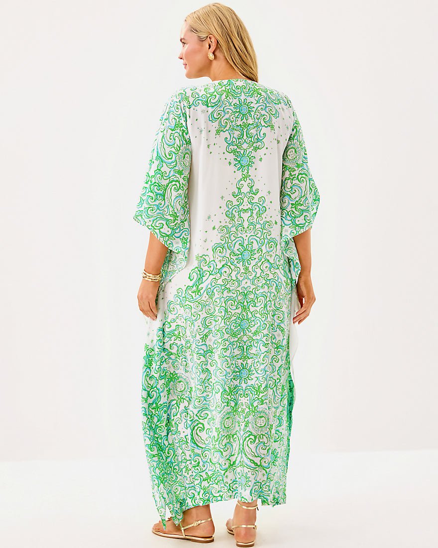Marilla Silk Maxi Caftan Dress - Resort White Sol Mates