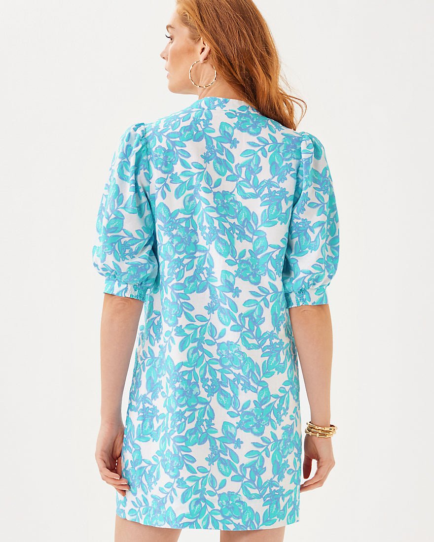 Mialeigh Elbow Sleeve Linen Dress - Jacaranda Blue Simply The Zest