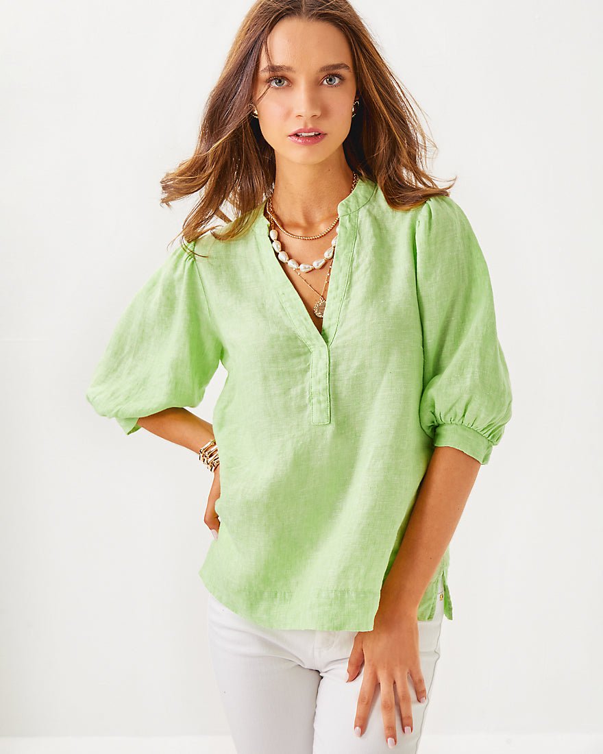 Top in lino con maniche al gomito Mialeigh