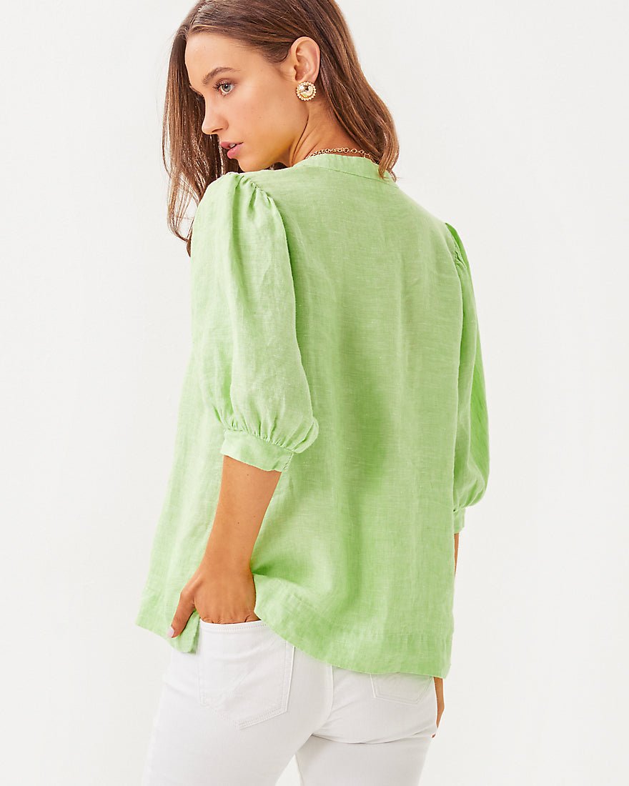 Top in lino con maniche al gomito Mialeigh