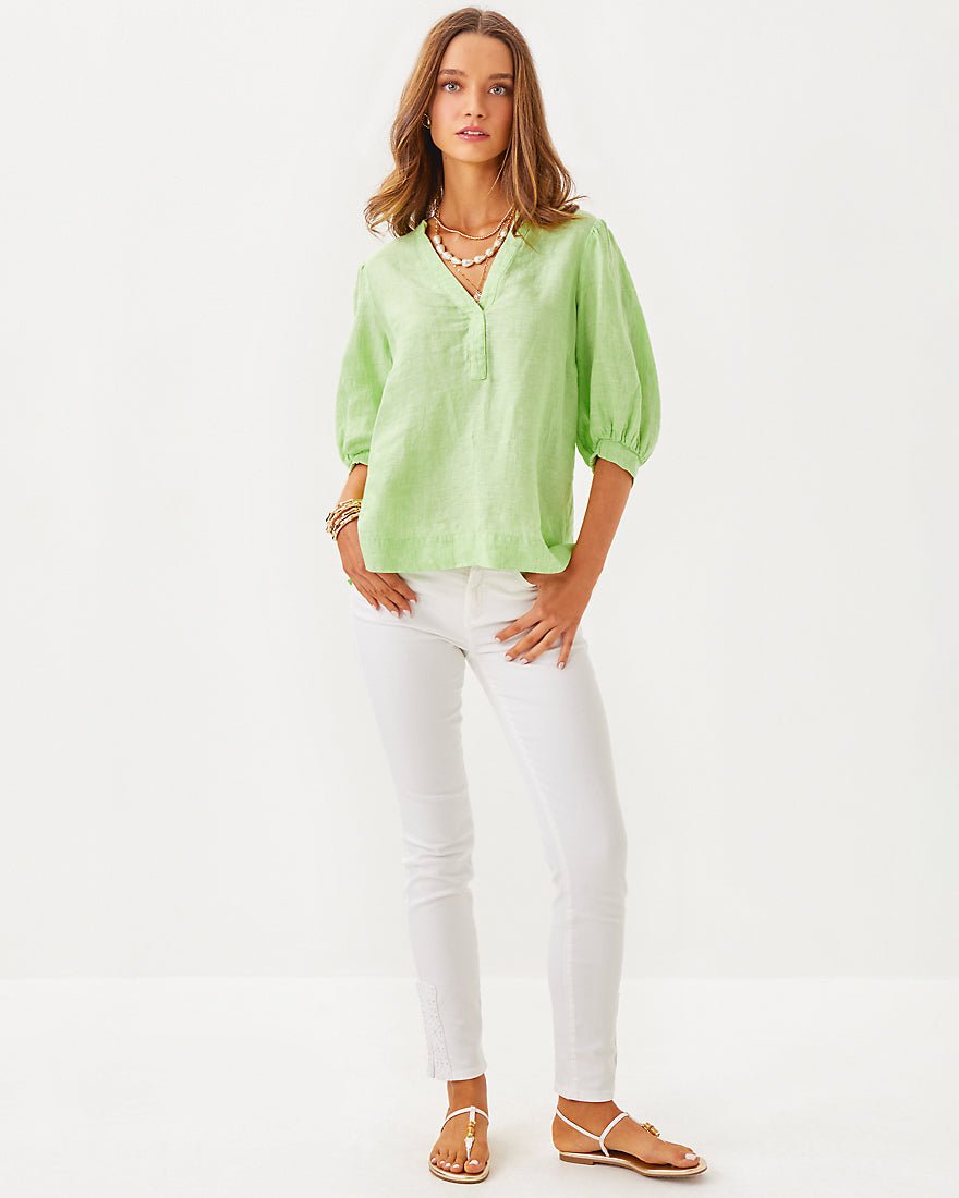 Top in lino con maniche al gomito Mialeigh