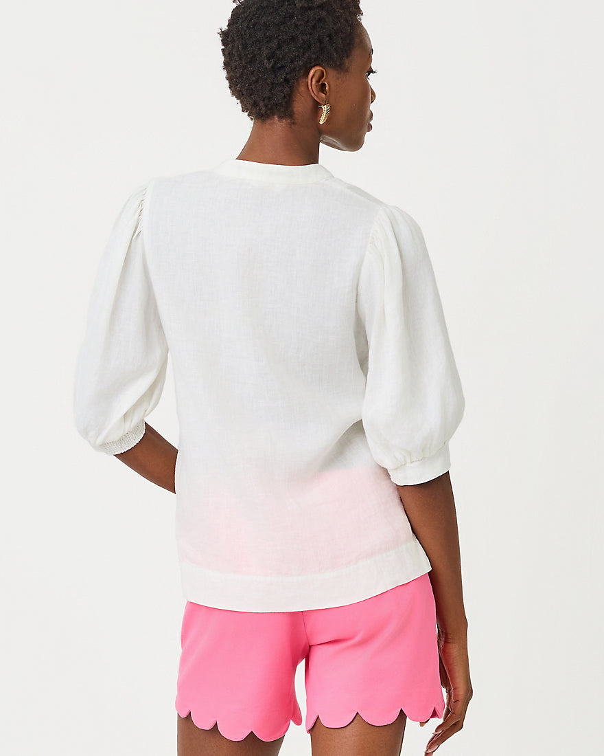 Mialeigh Elbow Sleeve Linen Top