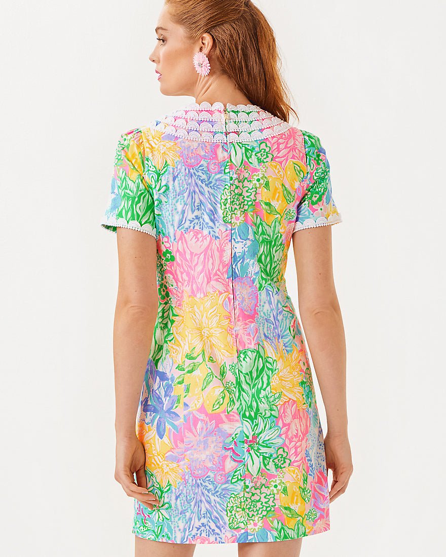 Mila Short Sleeve Stretch Dress - Multi Bright Delight Patch