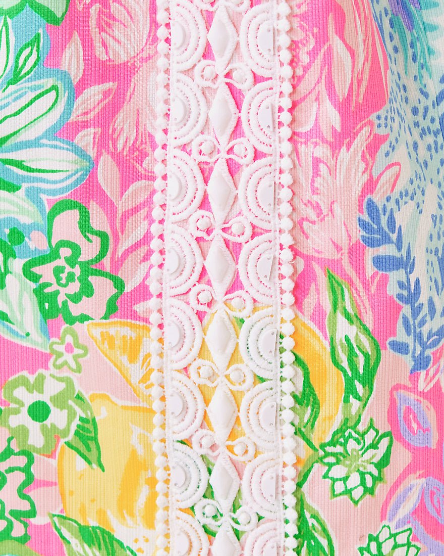 Mila Short Sleeve Stretch Dress - Multi Bright Delight Patch