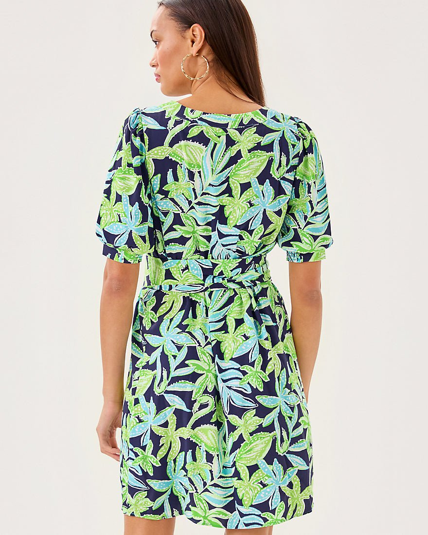 Olivine Short Sleeve Dress - Sapphire Pool Tropical Tango
