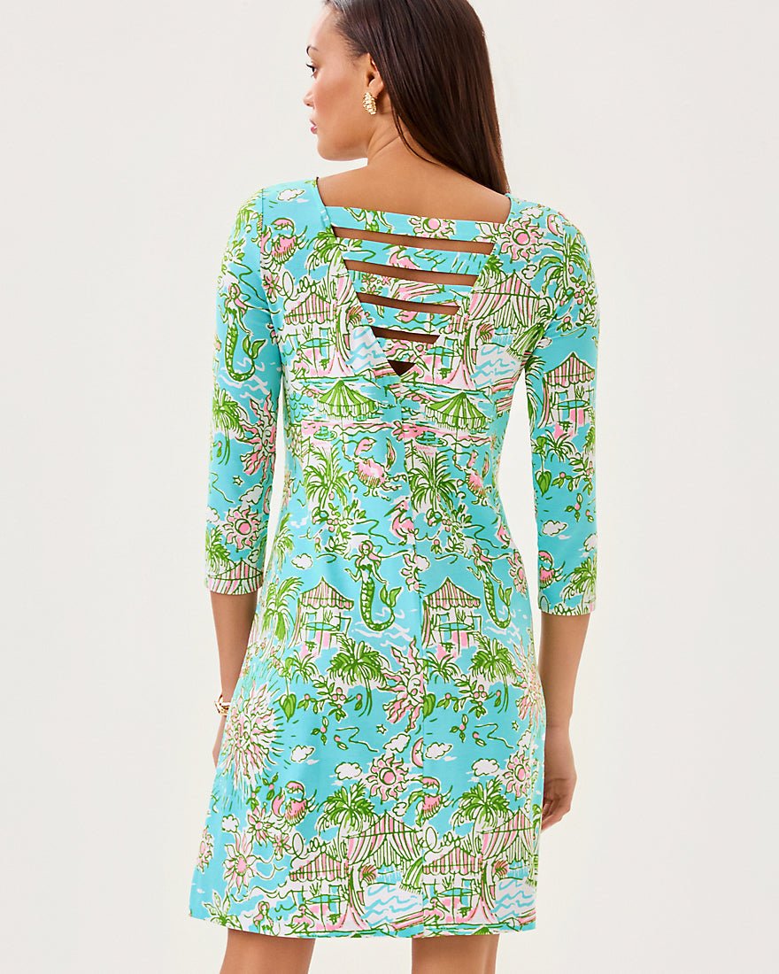 Ophelia Three Quarter Sleeve Dress - Fresh Water Blue Sunbathers Bliss