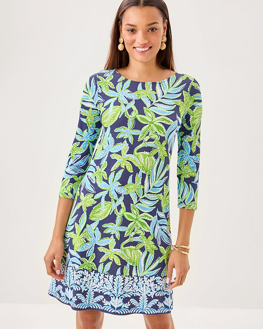 Ophelia Three Quarter Sleeve Dress - Sapphire Pool Tropical Tango