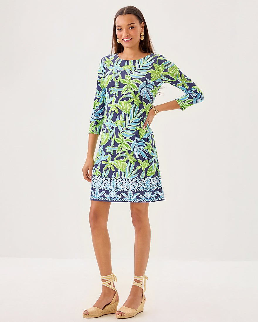 Ophelia Three Quarter Sleeve Dress - Sapphire Pool Tropical Tango