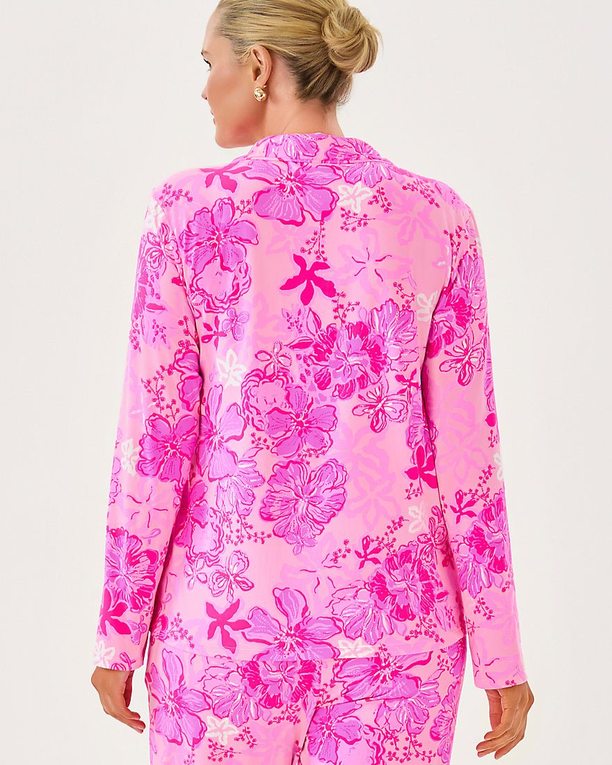 Pj Knit Longsleeve Button Up Top - Parigi Pink Supporting Squad