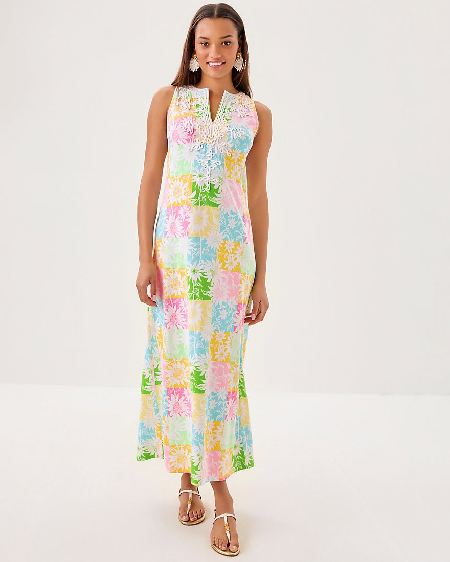 Raina Maxi Dress - Multi Via Sunny Sunflowers