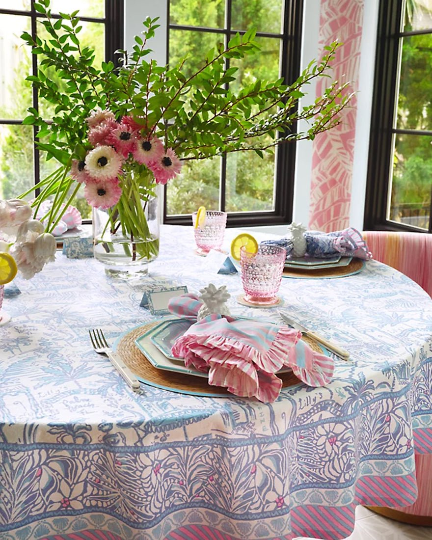 Round Printed Tablecloth - Resort White Pb Playground