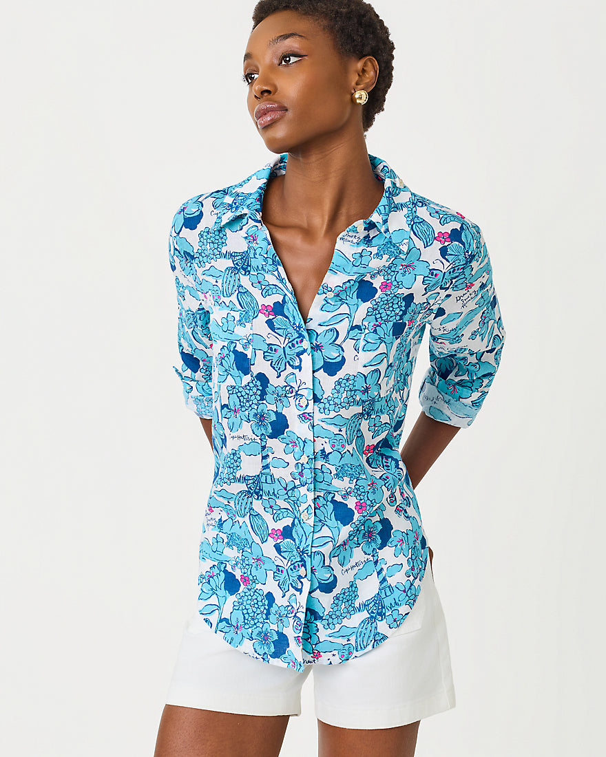 Sea View Button Down Top