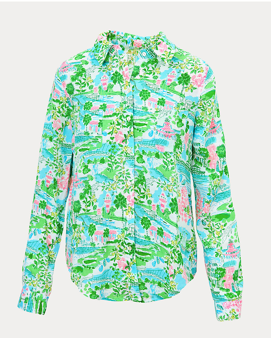 Sea View Button Down Top