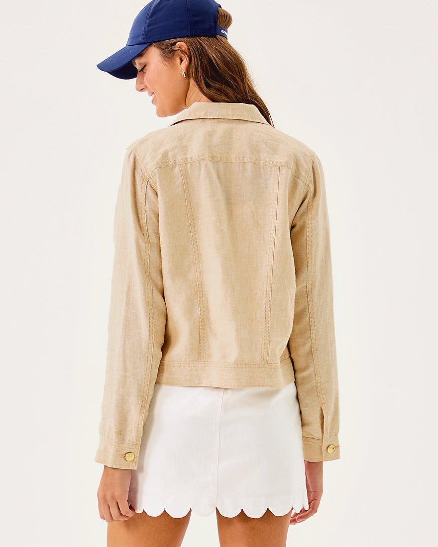 Seaspray Linen Jacket - Wicker Tan X Resort White