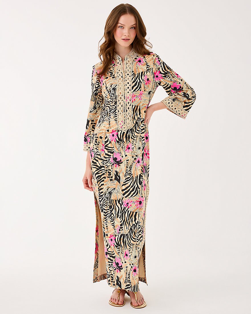 Lilly Pulitzer - Shealyn Three Quarter Sleeve Stretch Cotton Maxi Dress - Rutabaga El Morocco