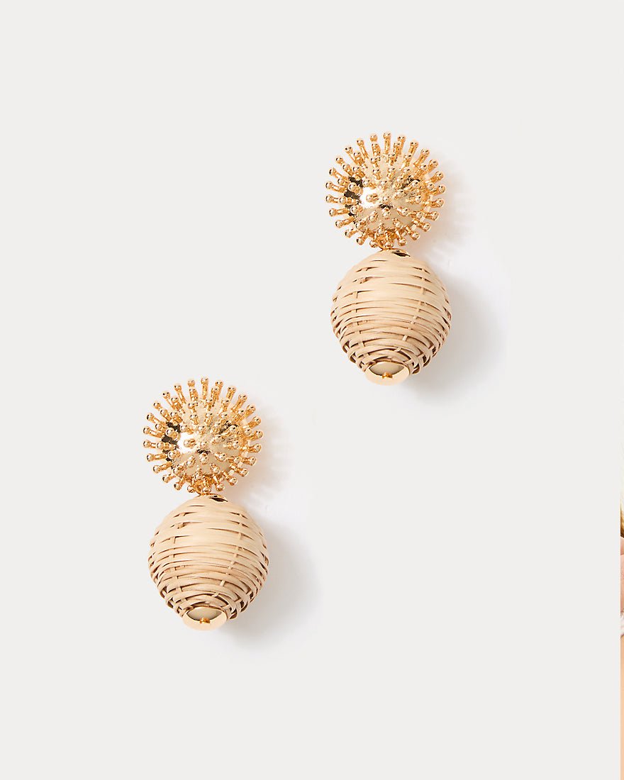 Summer Shorelines Wicker Earrings - Wicker Tan