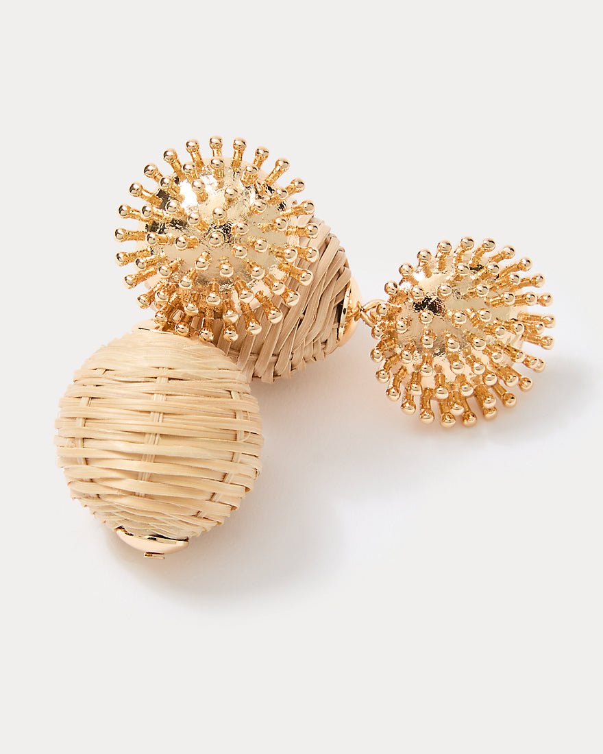Summer Shorelines Wicker Earrings - Wicker Tan