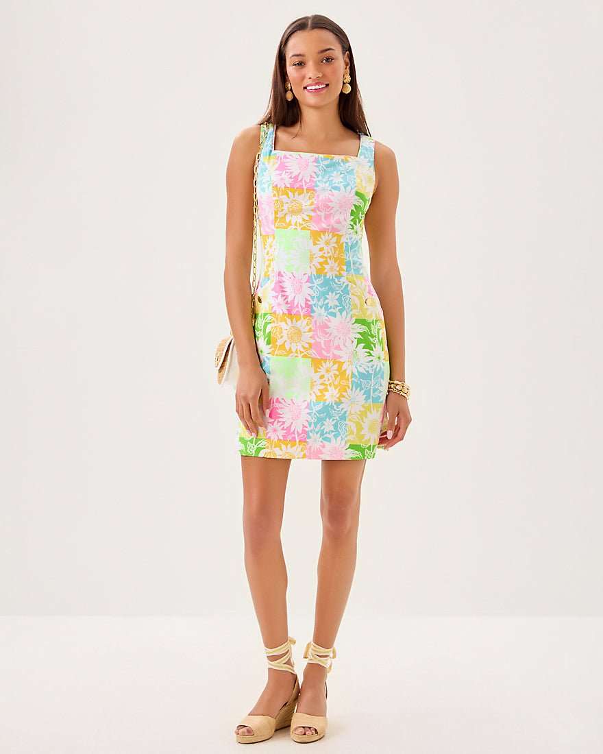 The Lilly Shift Dress - Multi Via Sunny Sunflowers