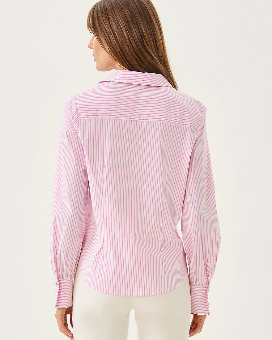 The Tie Lilly Shirt - Conch Shell Pink Shadow Shirting Stripe