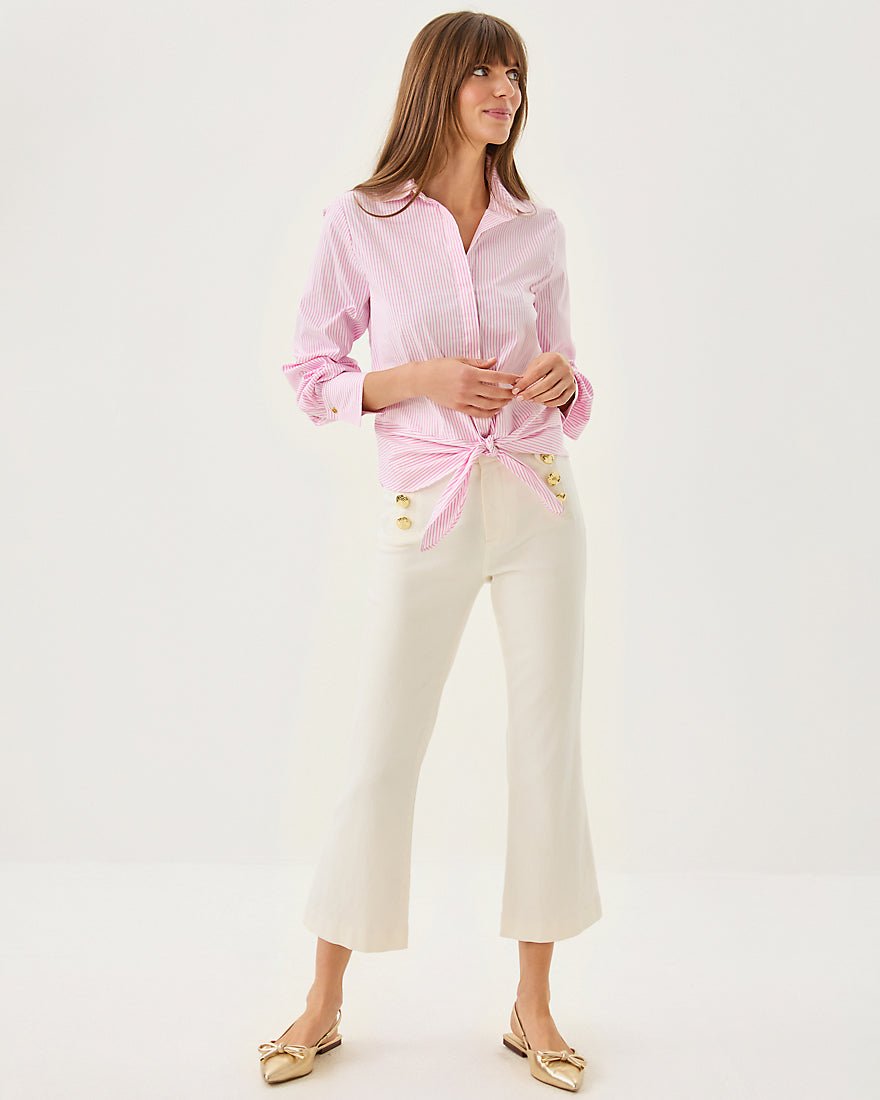 The Tie Lilly Shirt - Conch Shell Pink Shadow Shirting Stripe