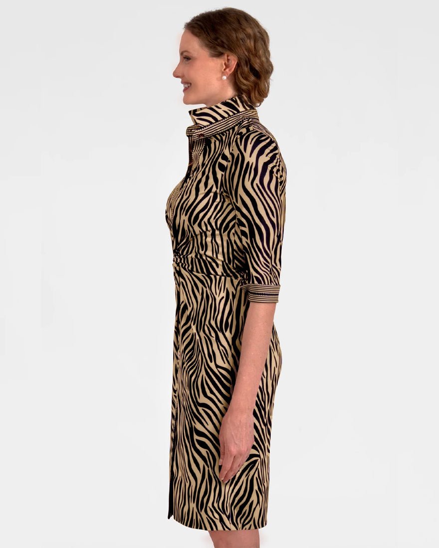 Twist And Shout Dress - Animal Instincts Zebra Khaki