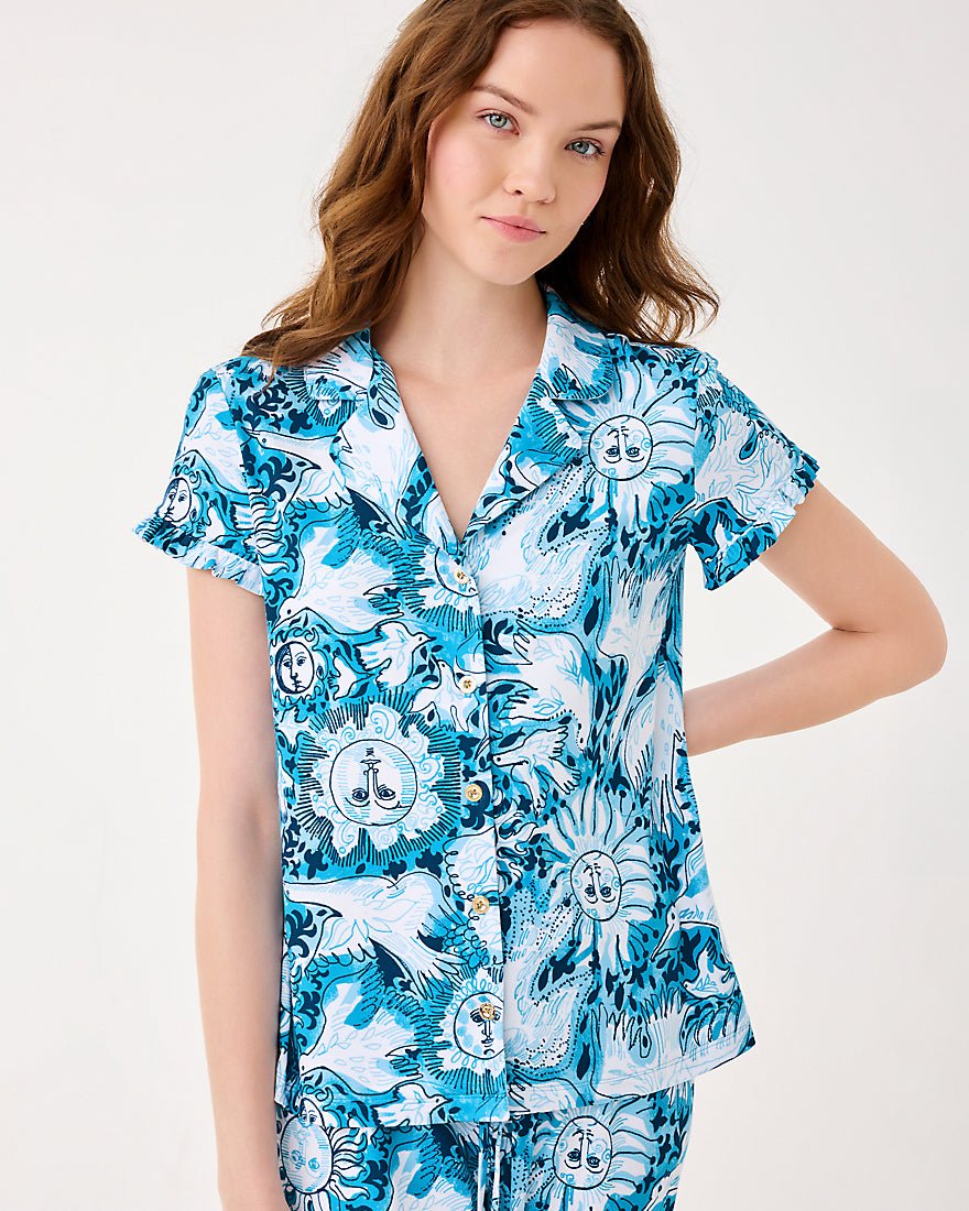 Lilly Pulitzer - Valaine Pj Top - Bellevue Blue Lilly Gulls