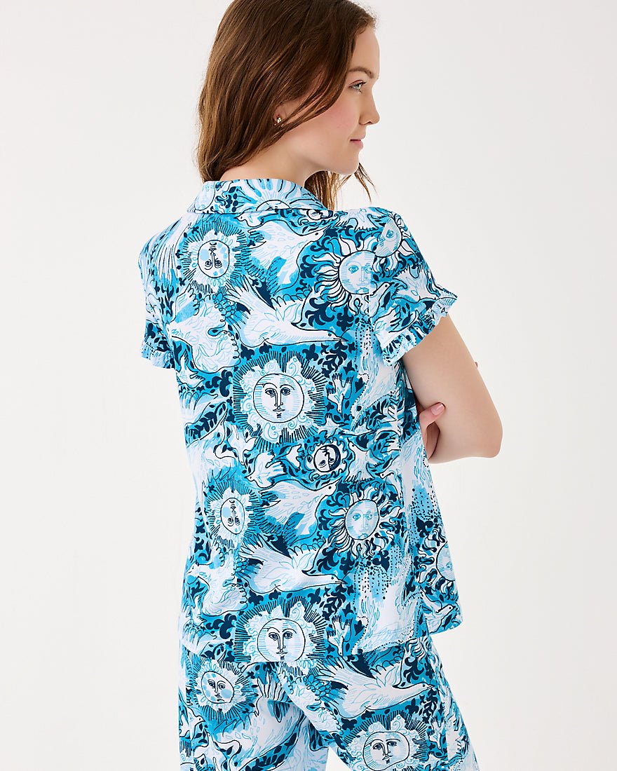 Lilly Pulitzer - Valaine Pj Top - Bellevue Blue Lilly Gulls