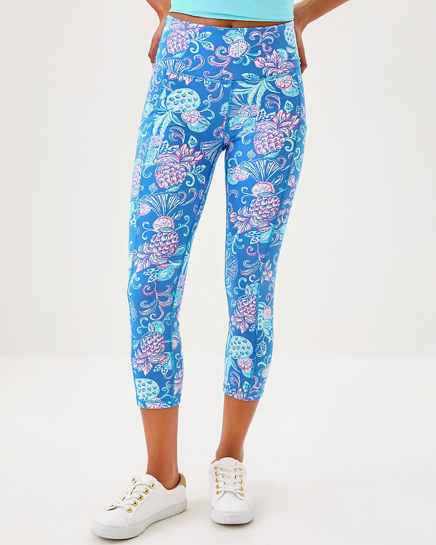 Weekender High Rise Crop Legging Upf 50 Plus - Sunwashed Blue Citrus Crush