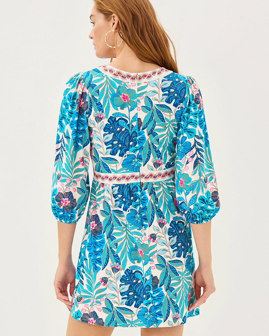 Wexlee Skirted Romper - Breezy Aqua Best Fronds Forever