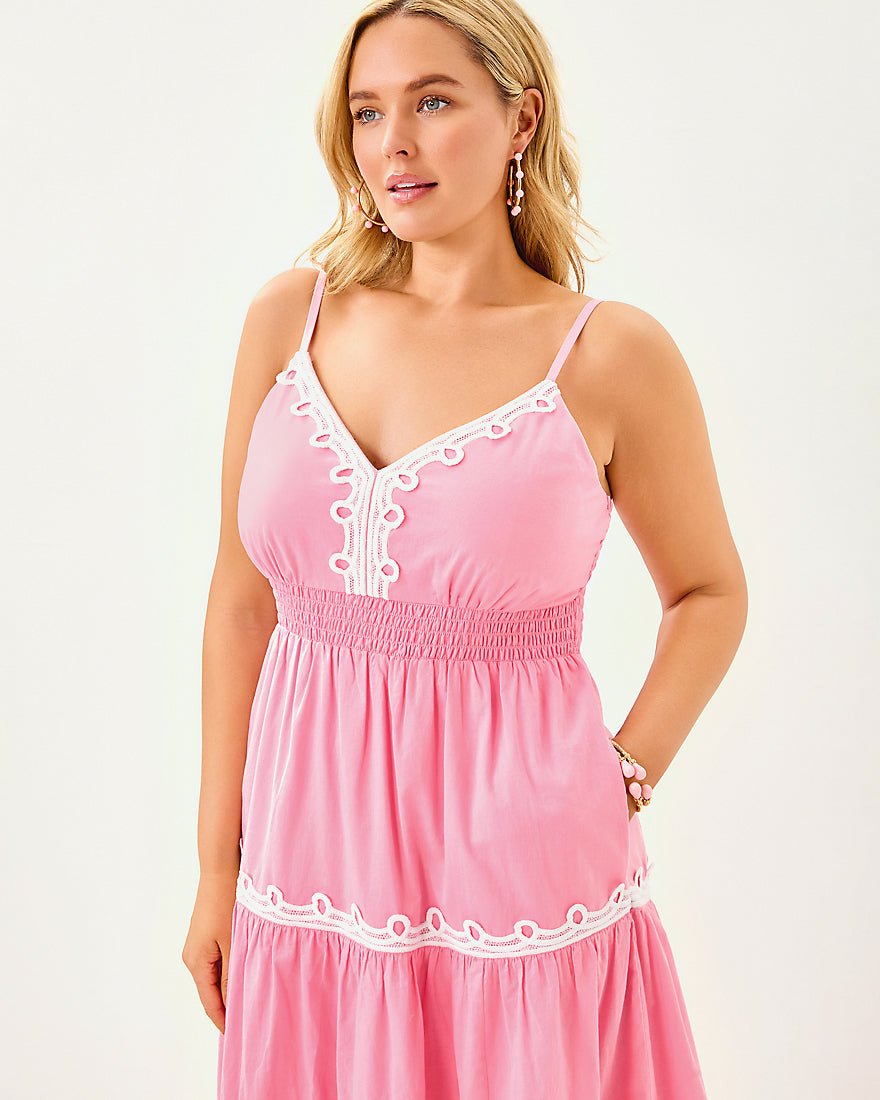 Zanna Cotton Midi Dress - Conch Shell Pink