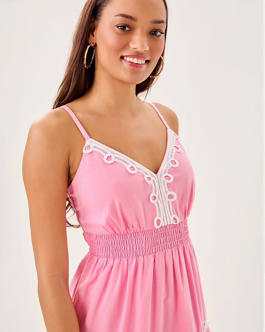 Zanna Cotton Midi Dress - Conch Shell Pink