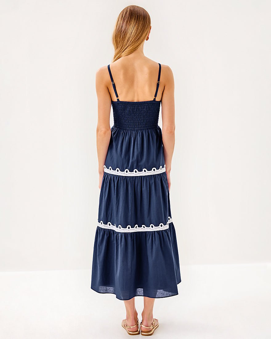 Zanna Cotton Midi Dress - Sapphire Pool
