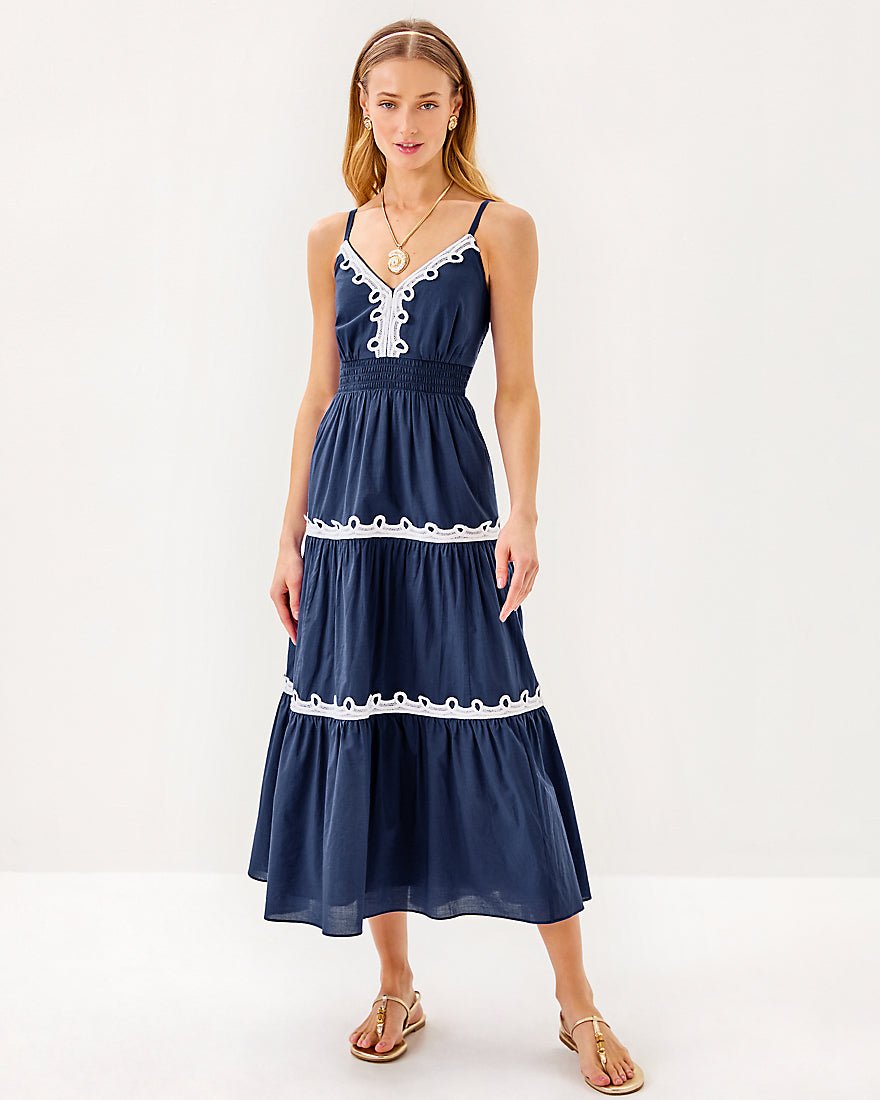 Zanna Cotton Midi Dress - Sapphire Pool