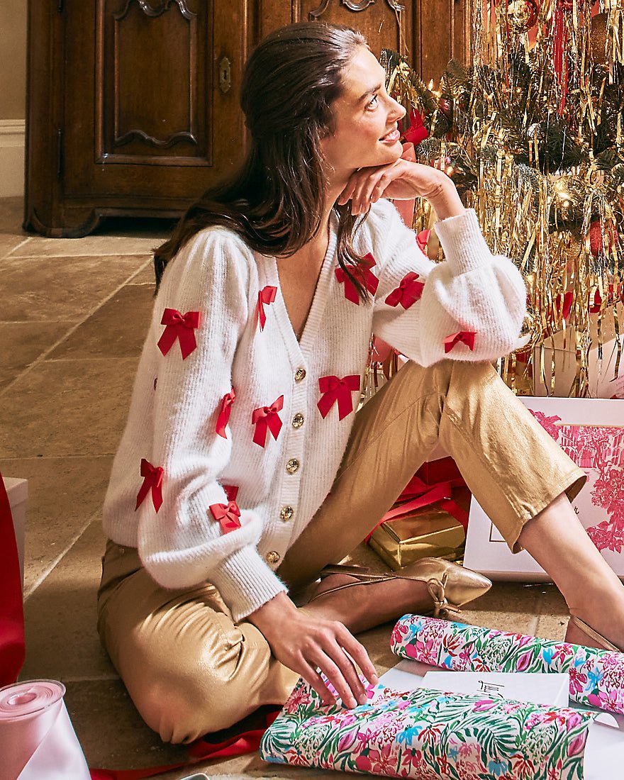 Zarie Cardigan - Coconut Party Bows