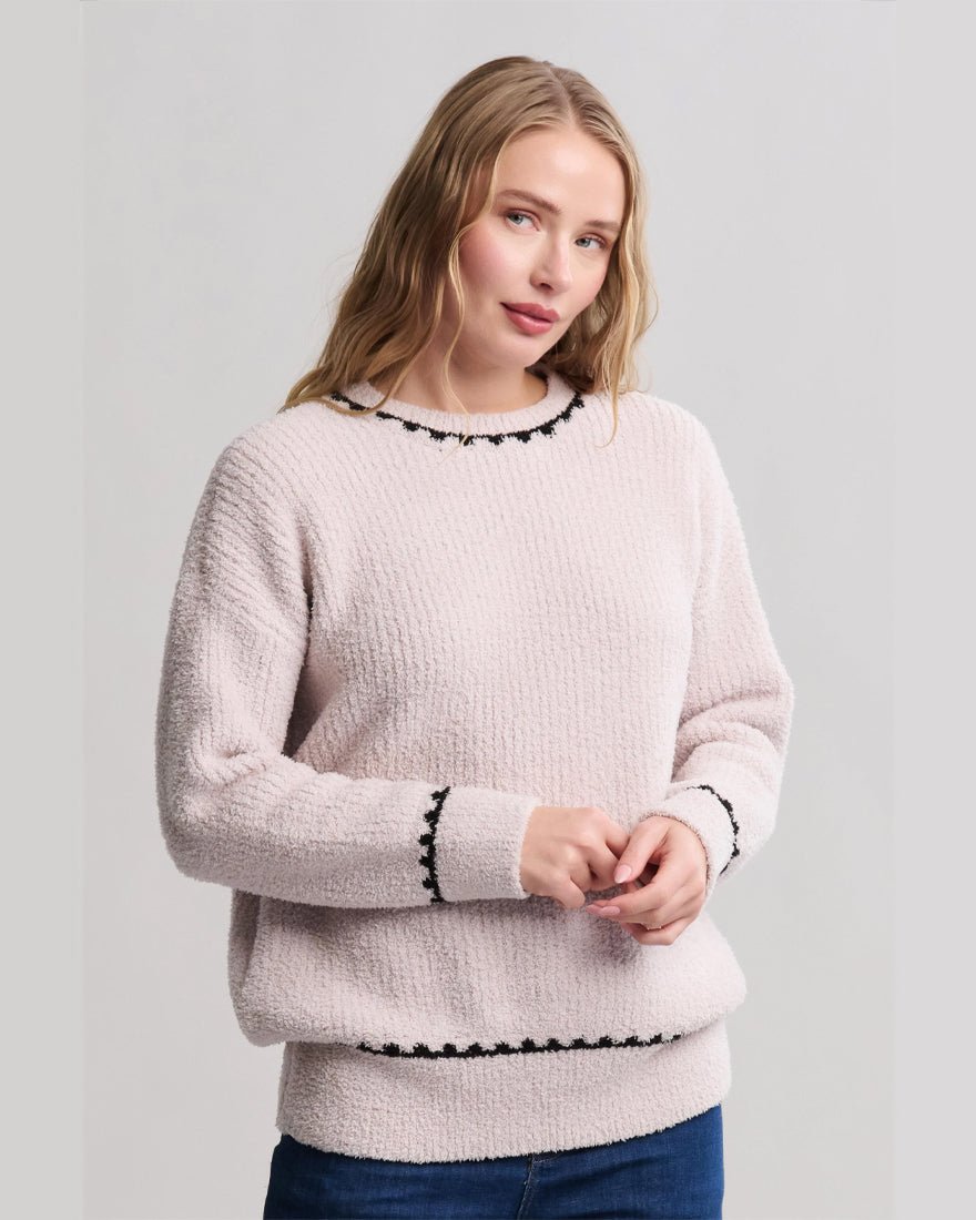 Cozychic Dolman Sleeve Collared Pullover - Stone