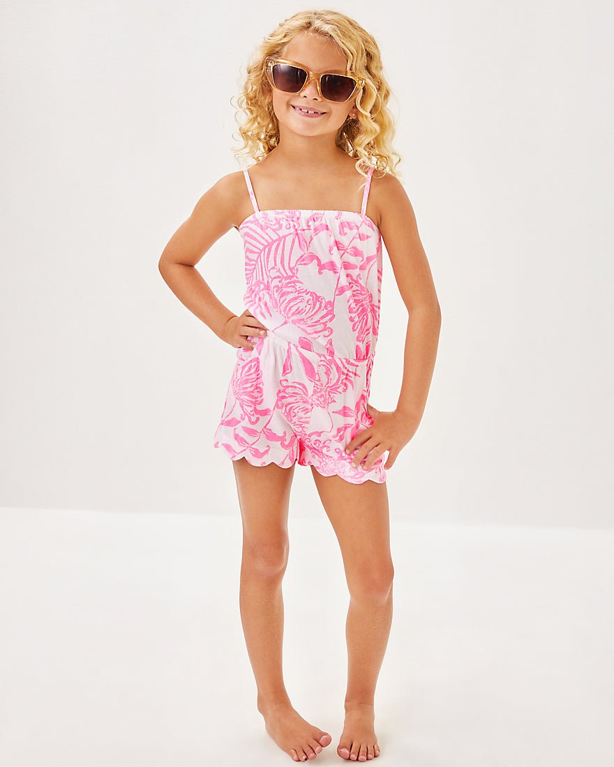 Girls Mini Jace Romper - Rousseau Pink Glisten In The Sun