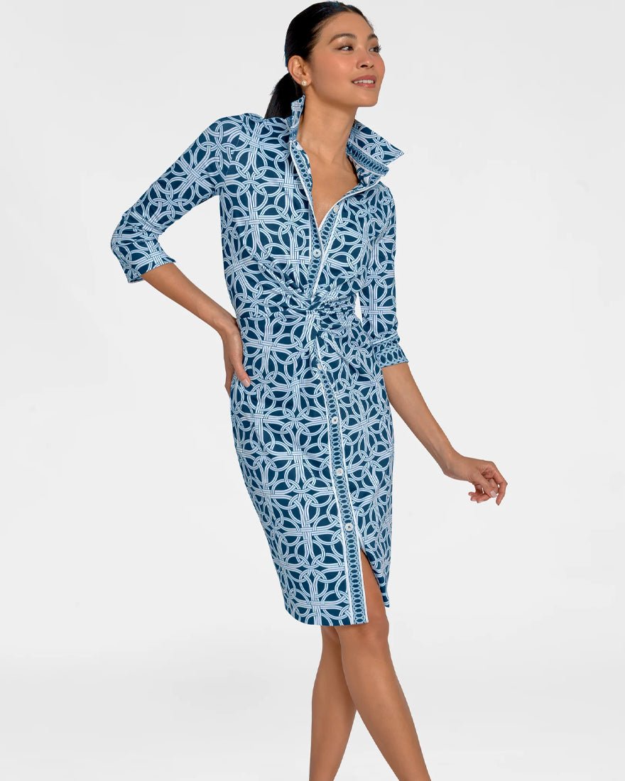 Twist And Shout Dress - Navy Ring Toss