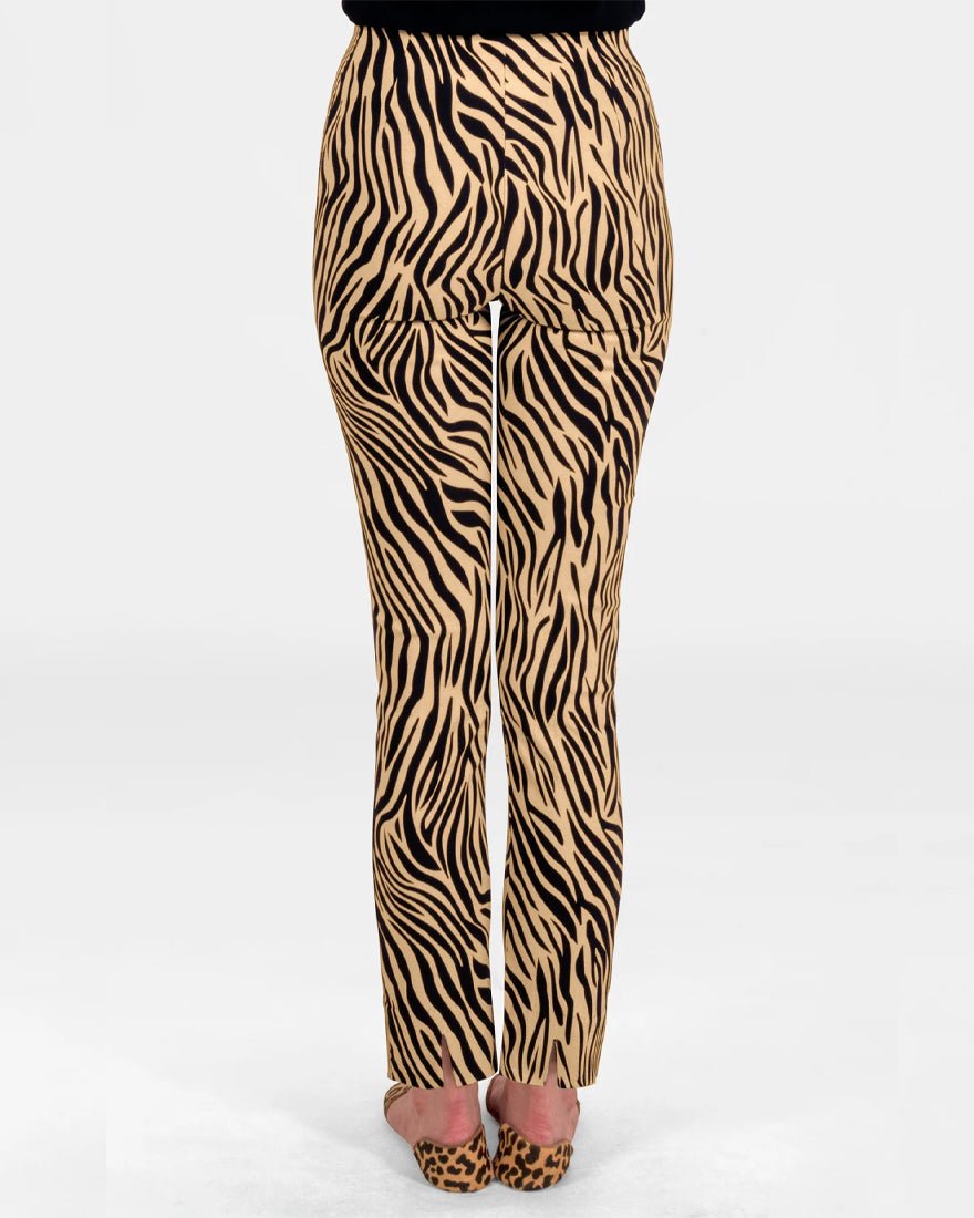 Gripeless Pull On Pants - Animal Instincts Zebra Khaki