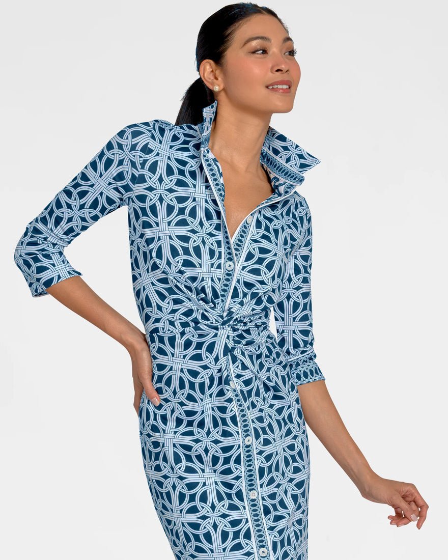 Twist And Shout Dress - Navy Ring Toss