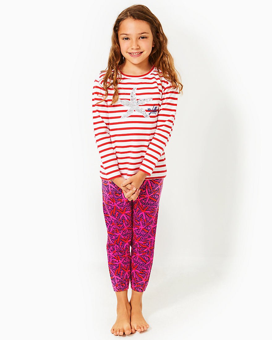 Girls Mini Mallie Terry Pant - Passion Fruit Pink Star Searching